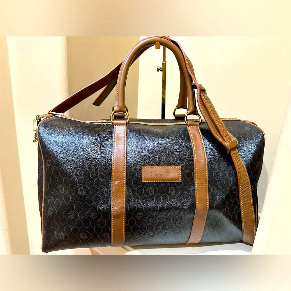 Vintage Dior Honeycomb Weekender Duffle bag w/ Rare Lock & Key!!
